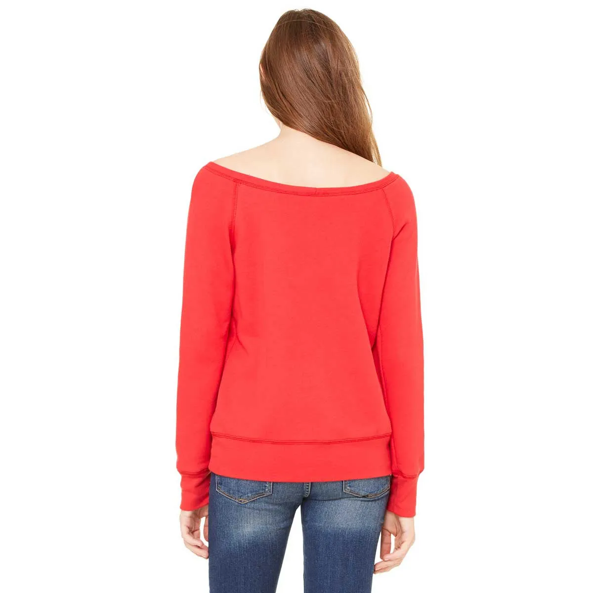 Bella   Canvas Women's Red Wide Neck Sweatshirt