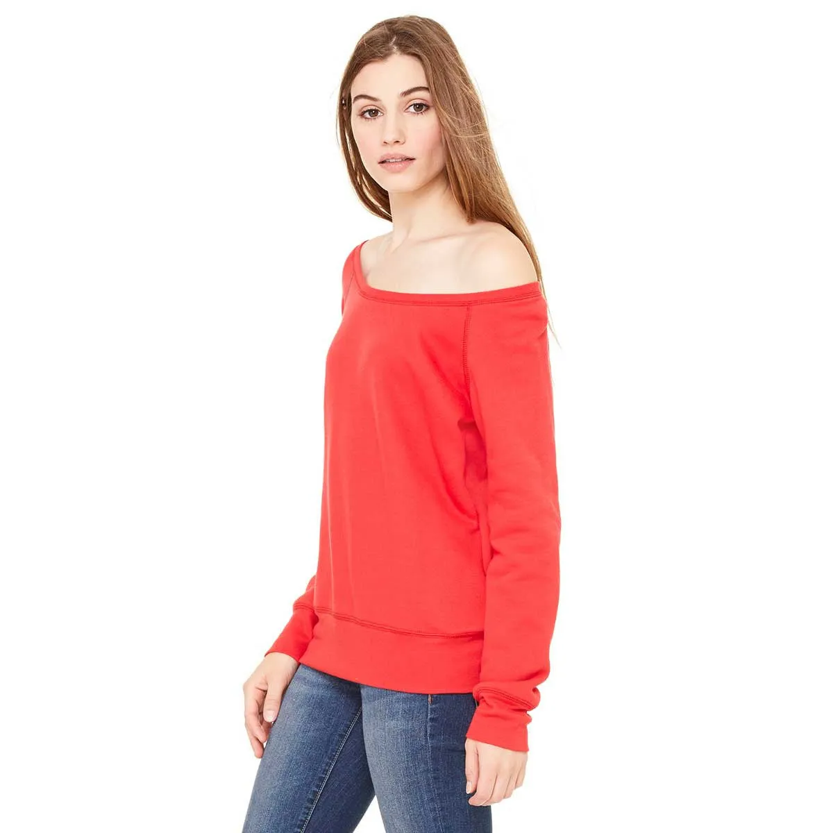 Bella   Canvas Women's Red Wide Neck Sweatshirt