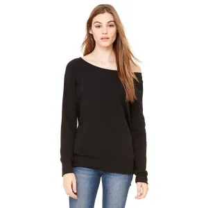 Bella   Canvas Women's Solid Black Triblend Wide Neck Sweatshirt