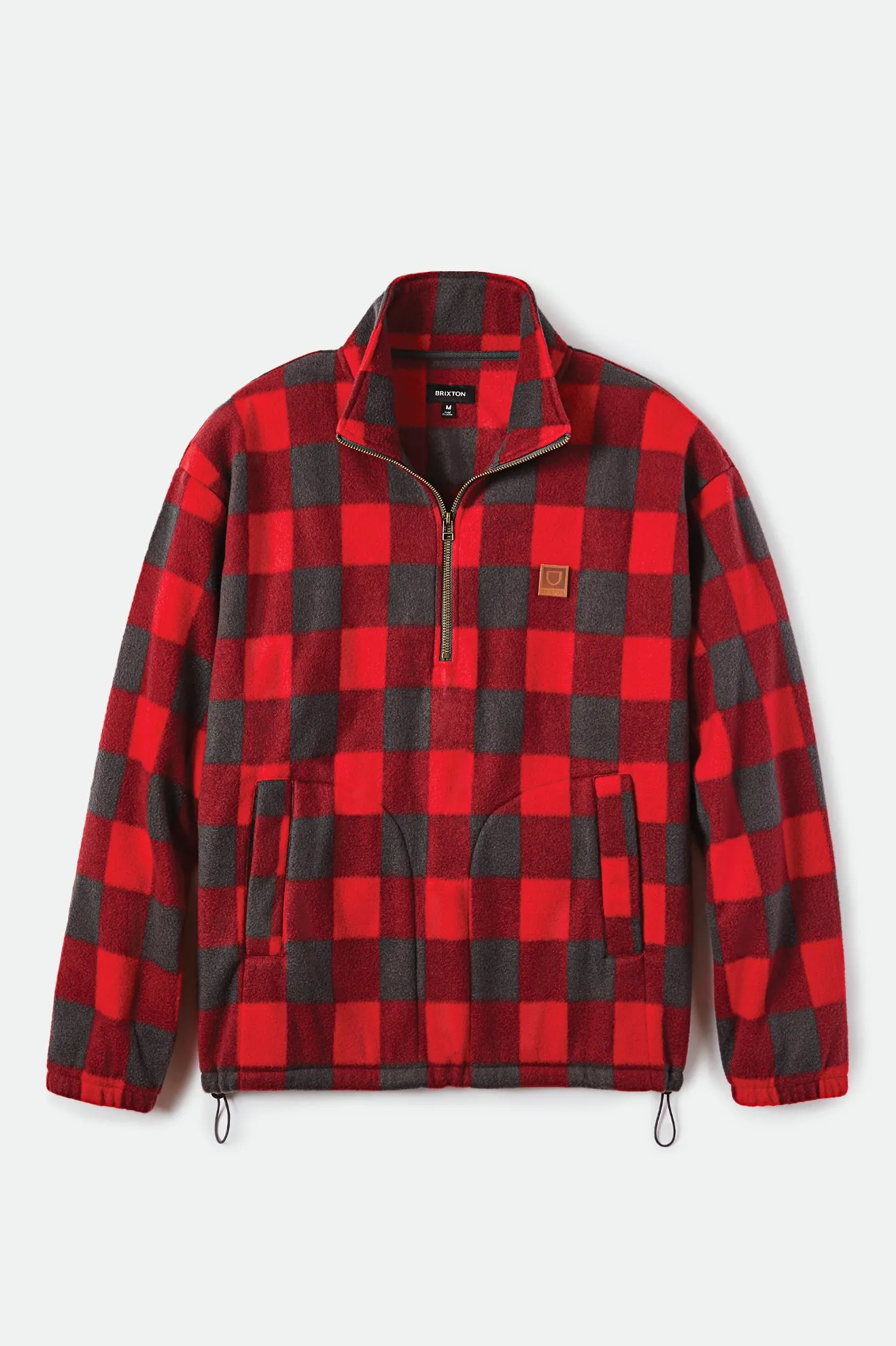 Beta 1/2 Zip Mock Neck - Red/Charcoal Grey Plaid