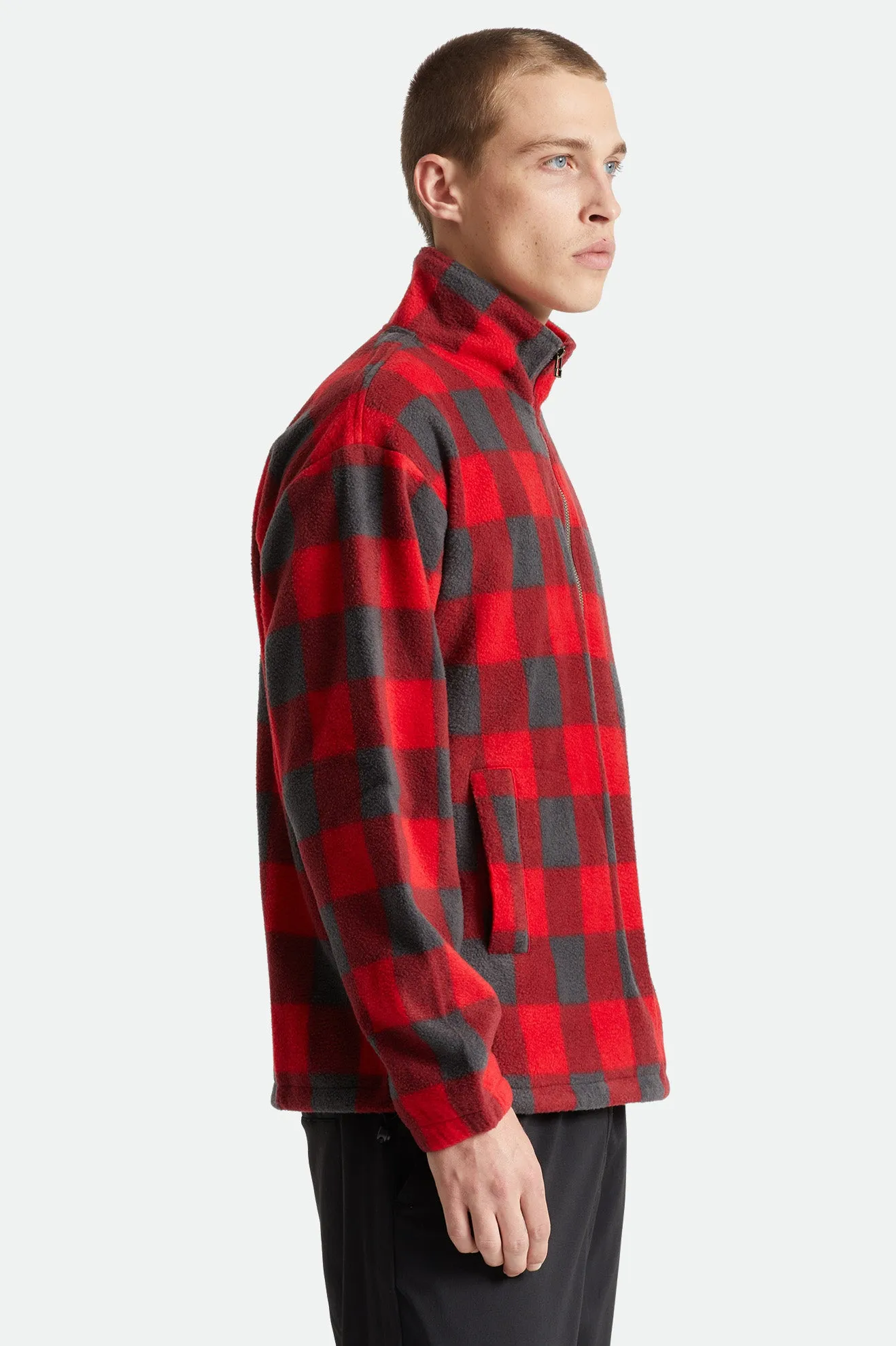 Beta 1/2 Zip Mock Neck - Red/Charcoal Grey Plaid