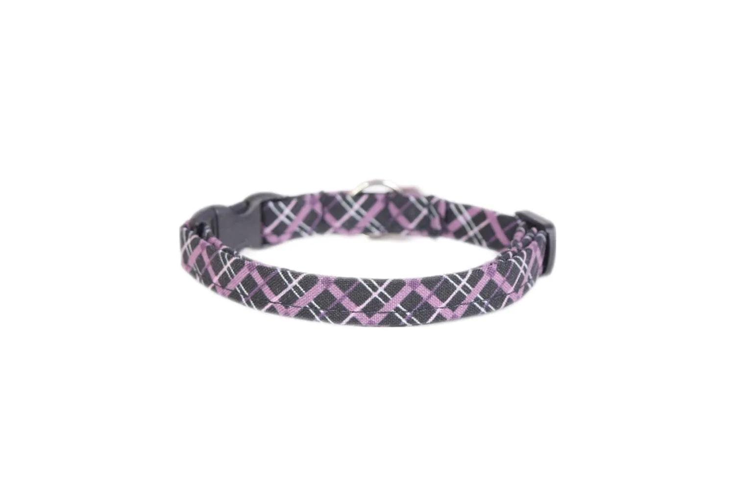 Black & Purple Plaid Cat Collar