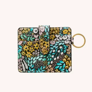 Black Floral Keyring Card Wallet