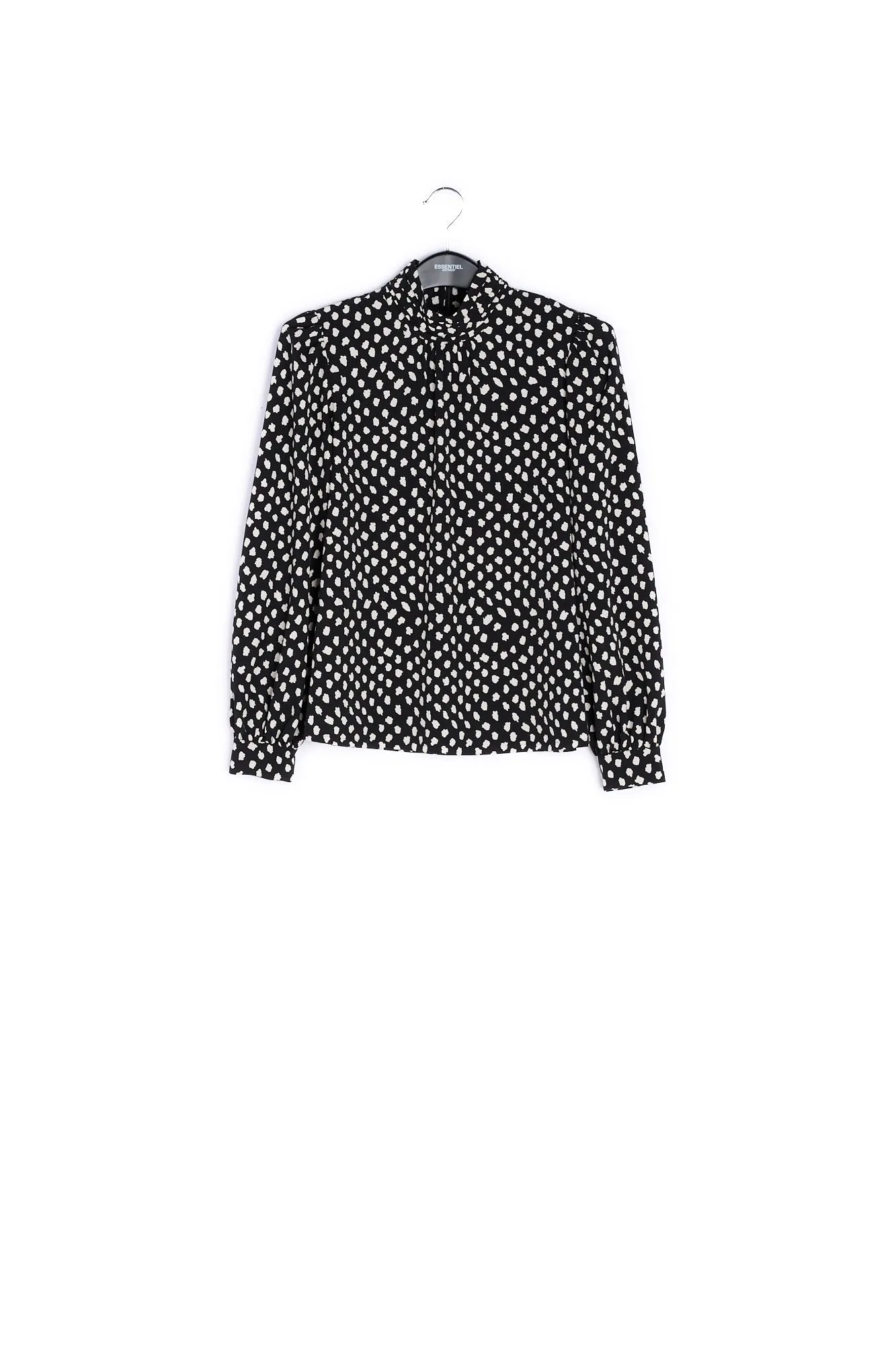 Black polka dot turtleneck top