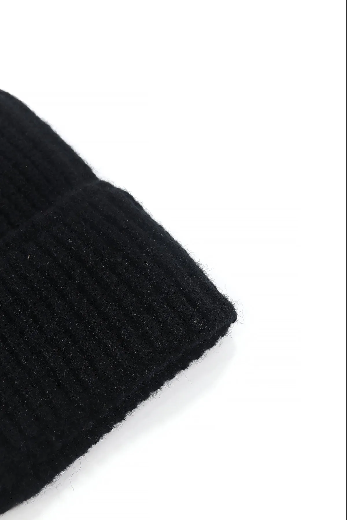 Black Ribbed Knit Beanie