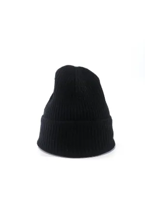 Black Ribbed Knit Beanie