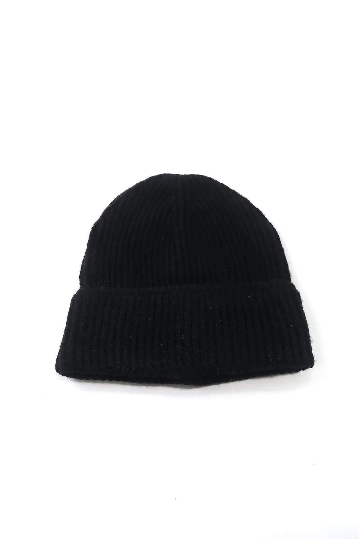 Black Ribbed Knit Beanie