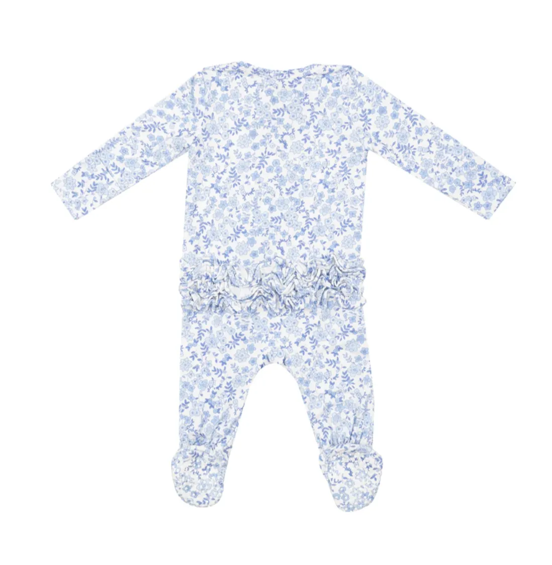 Blue Calico Ruffle Footie