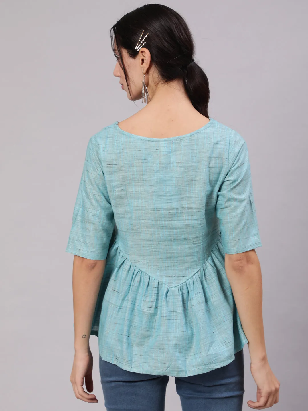 Blue Singapore Embroidered Tunic