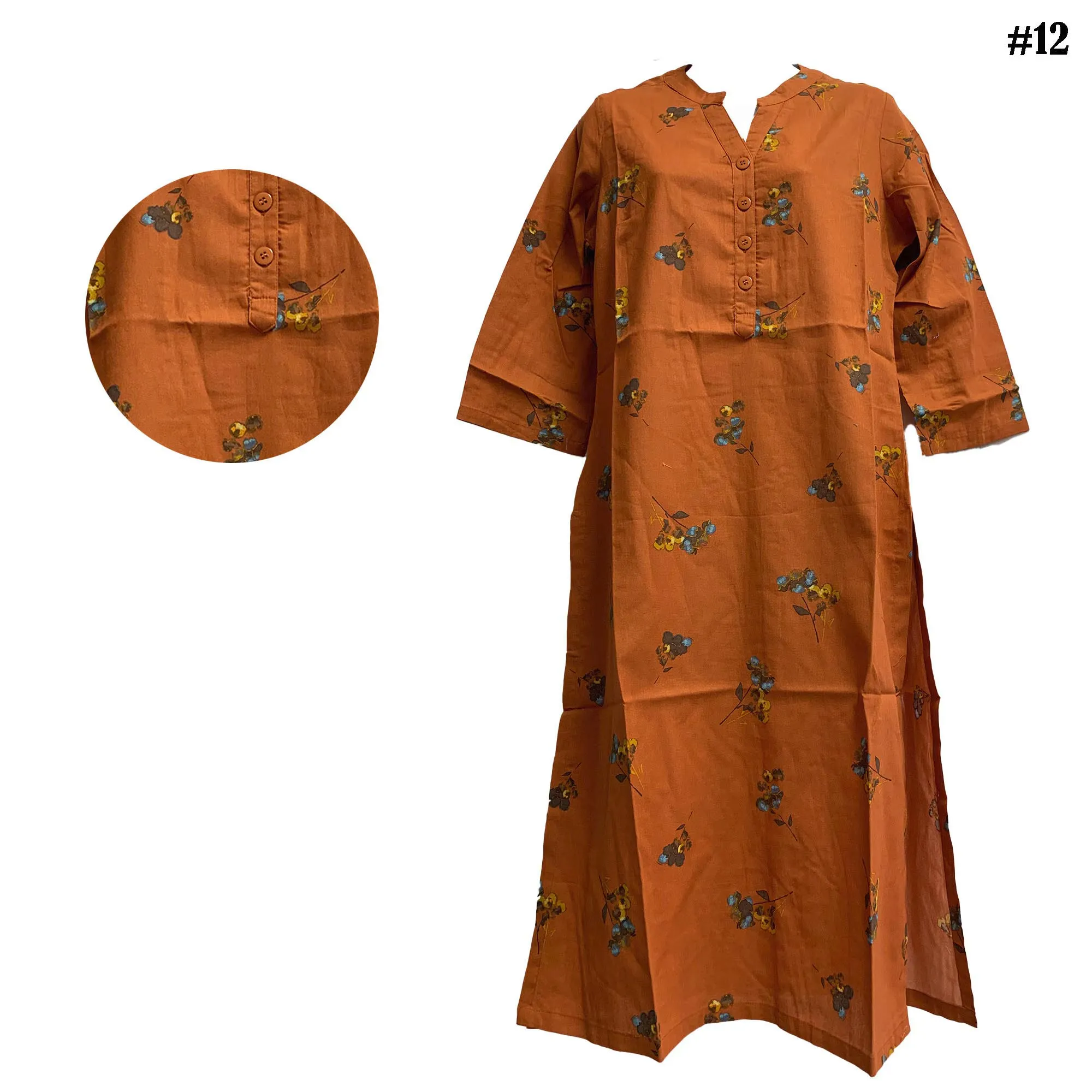 Bohemian Indian Ethnic Printed Straight Cut Kurti Long Tunic [SMALL/MEDIUM]