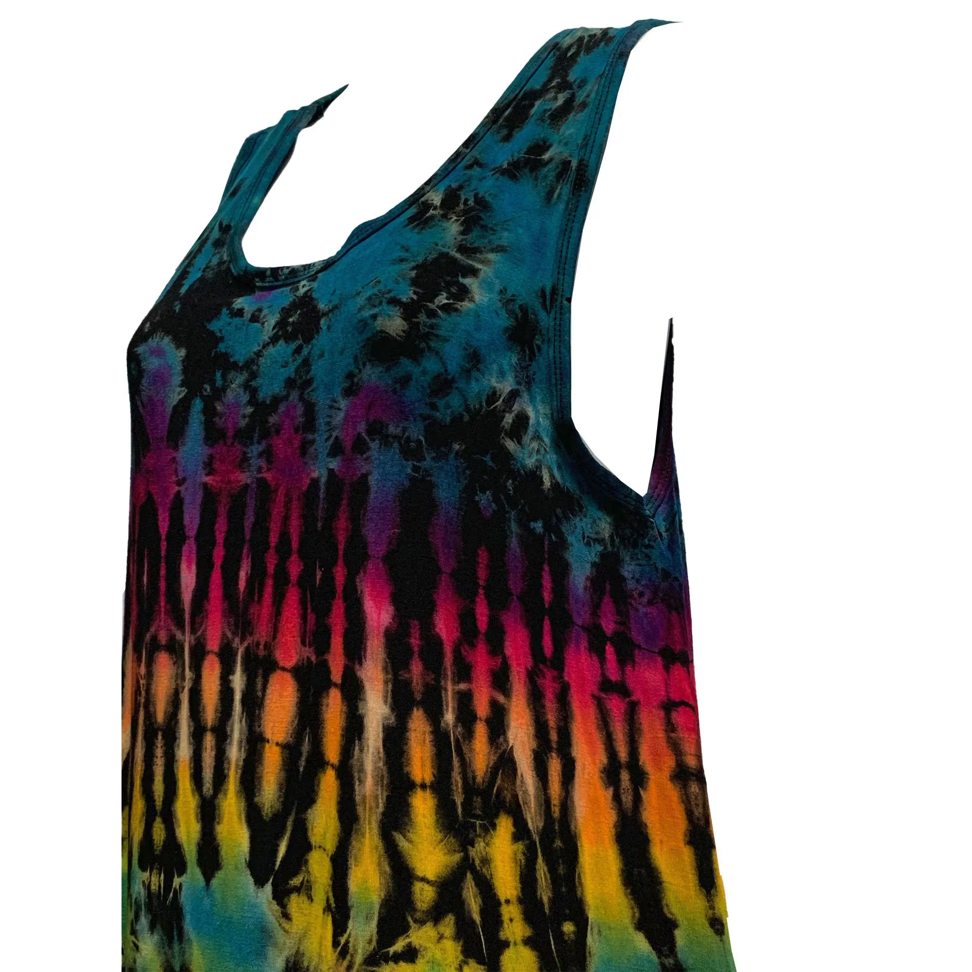 Boho Hand Tie-Dye Spandex Summer Cami Tank Tunic T-Shirt Swing Dress