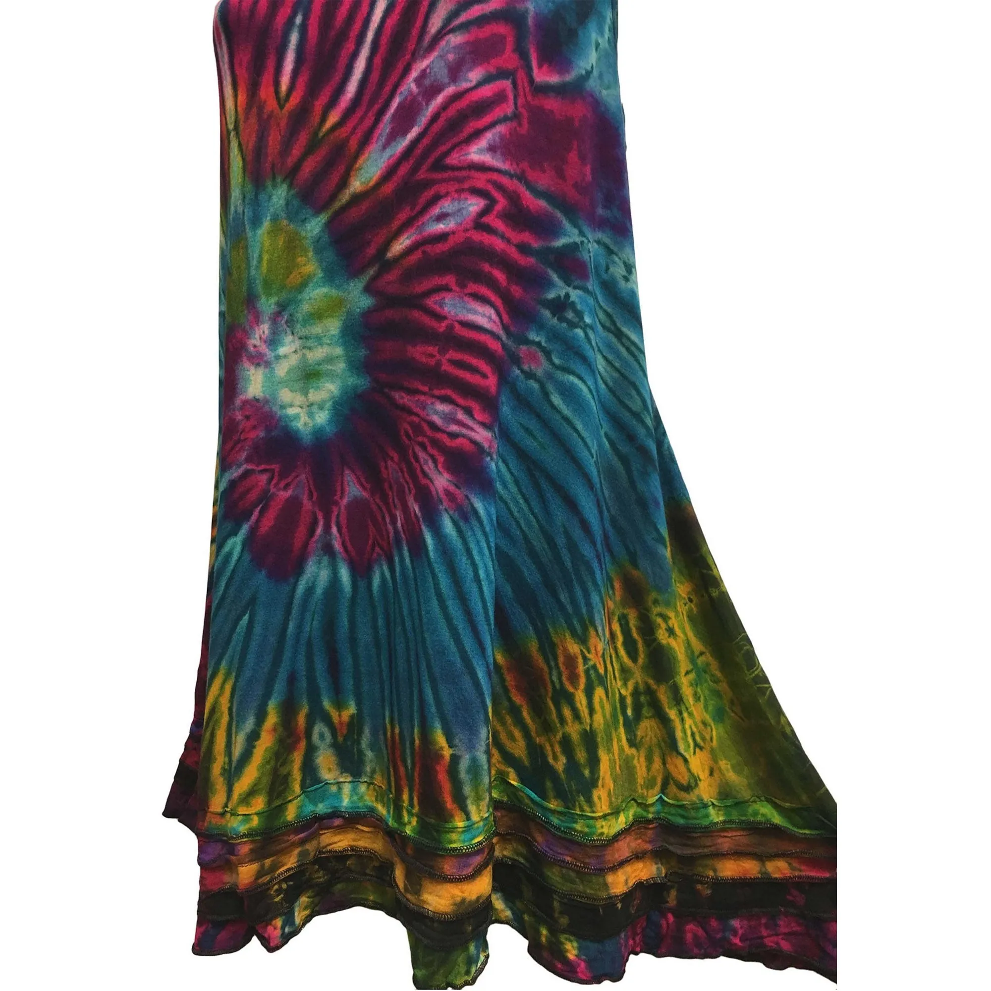 Boho Hand Tie-Dye Spandex Summer Cami Tank Tunic T-Shirt Swing Dress