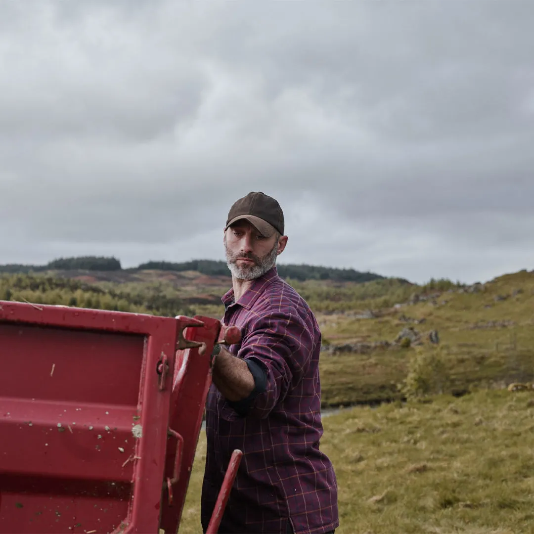 Bramble Micro-Fleece Lined Shirt - Wine Check by Hoggs of Fife