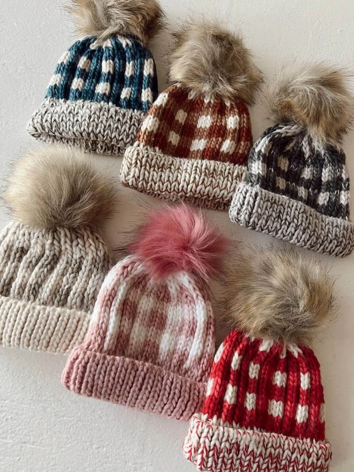 Buffalo Check Fur Pom Hat, Festive