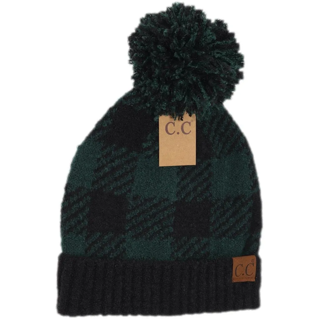 BUFFALO PRINT JACQUARD KNIT POM BEANIE
