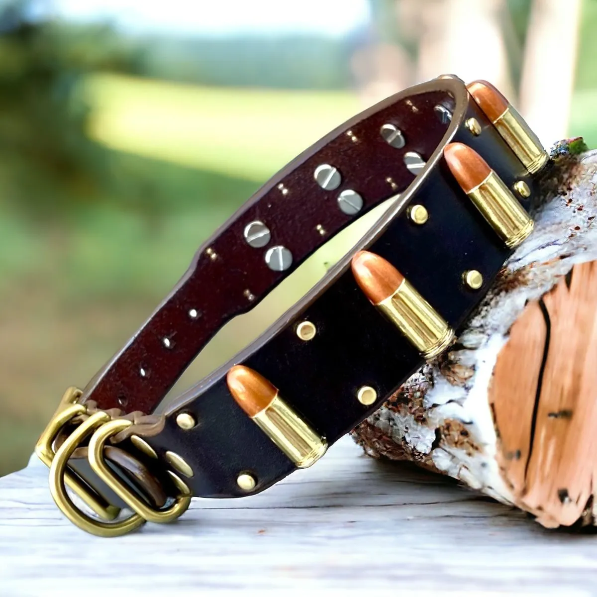 Bullet Leather Dog collar