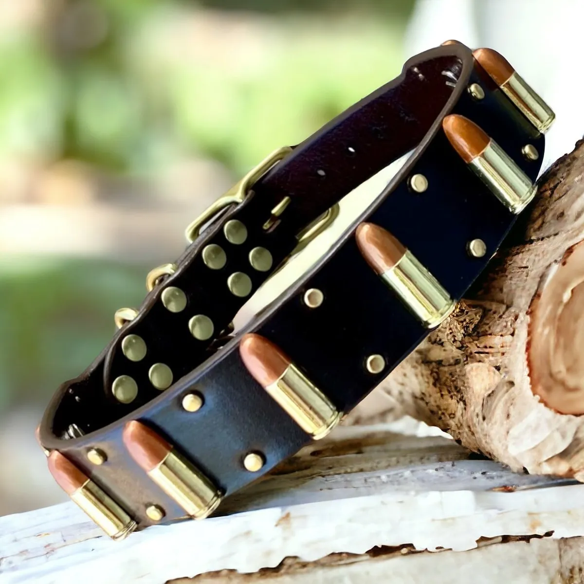 Bullet Leather Dog collar