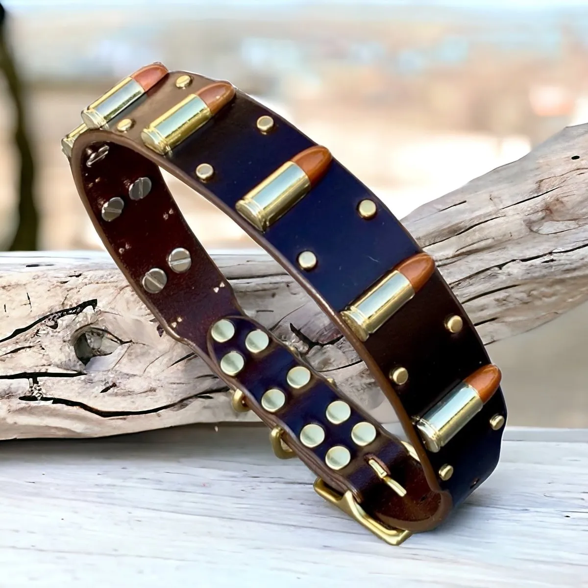 Bullet Leather Dog collar