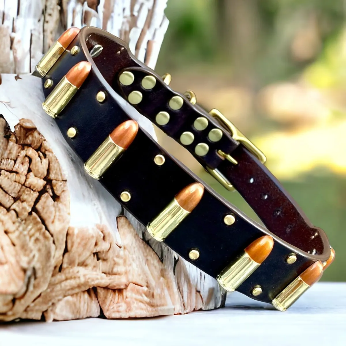 Bullet Leather Dog collar