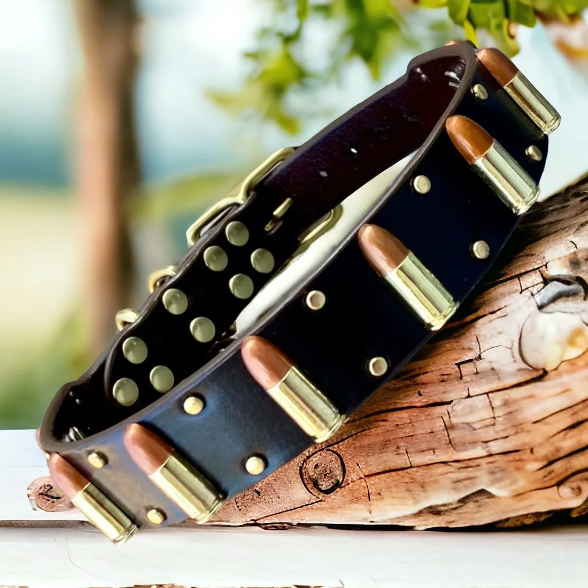 Bullet Leather Dog collar