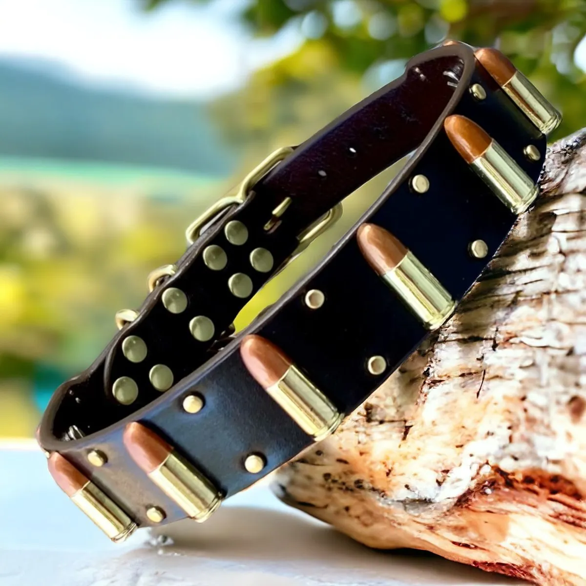 Bullet Leather Dog collar