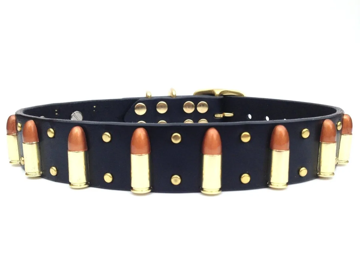 Bullet Leather Dog collar