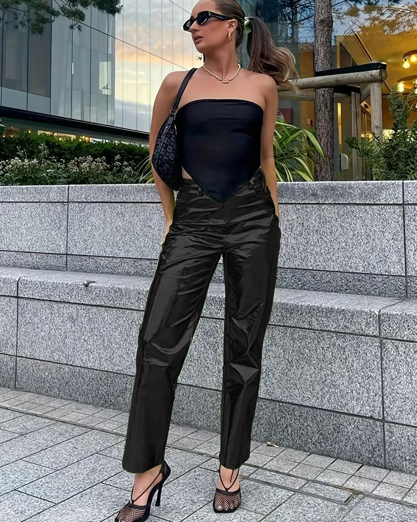 Butt Lift Straight Leg Leather Pants