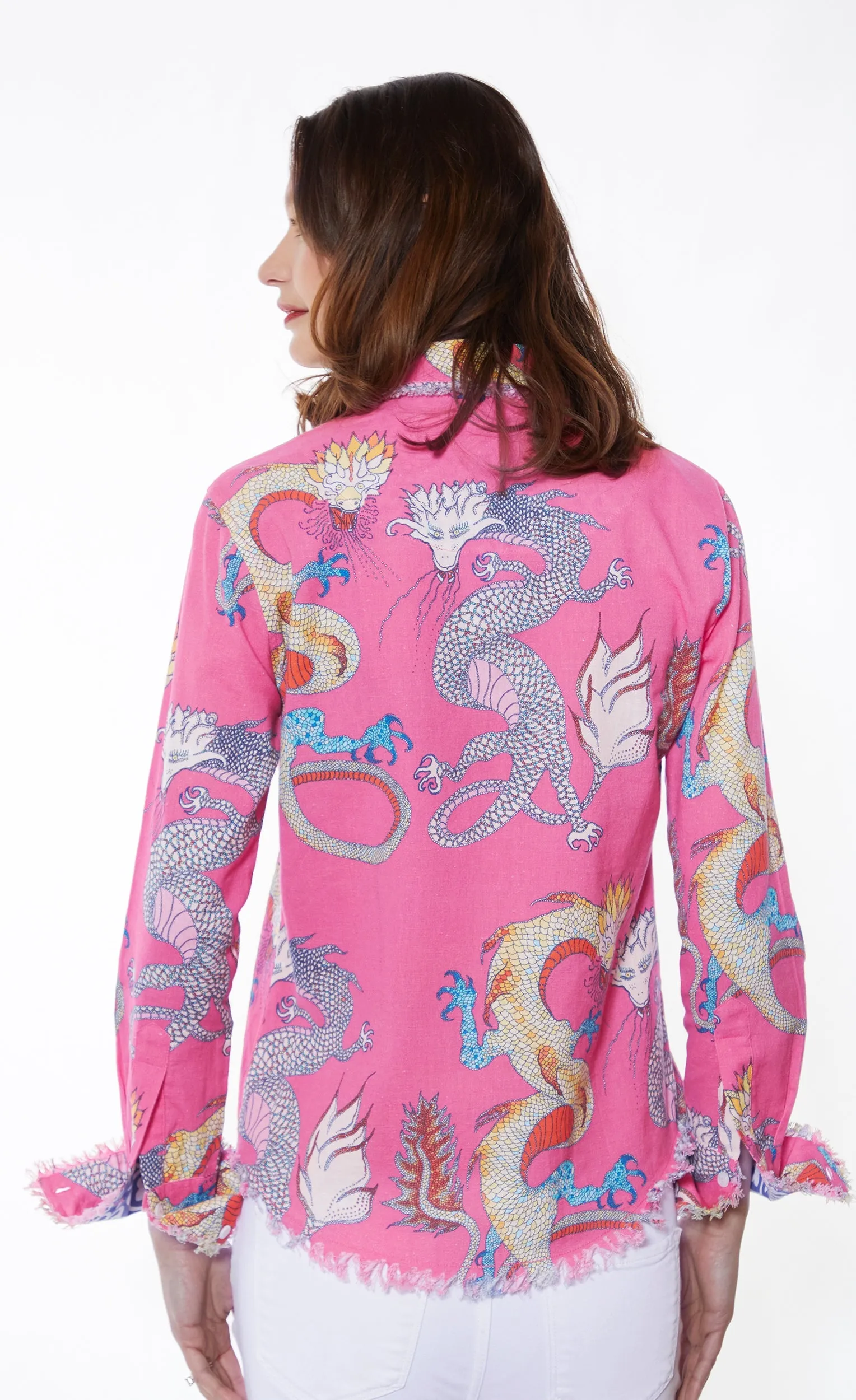 Cape Cod Tunic in Pink with Dragons