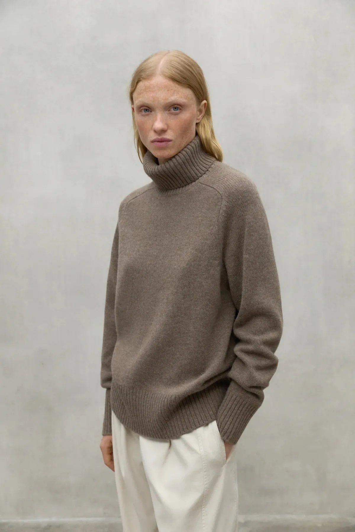 Caqui Brown Melange Roll neck Sweater