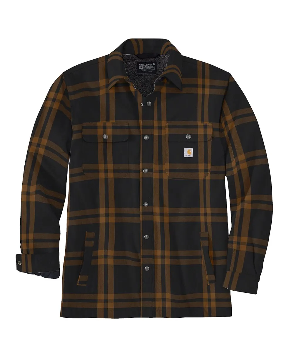 Carhartt Men's Sherpa-Lined Flannel Shirt Jacket - Black