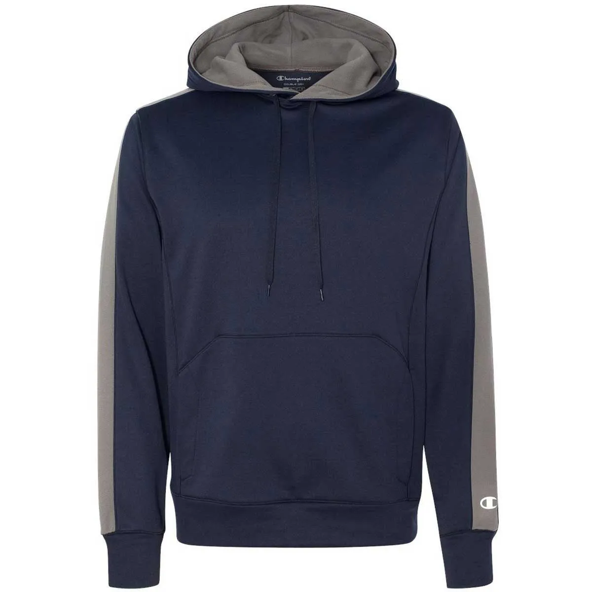 Champion Men's Navy/Stone Grey Performance 5.4-Ounce Colorblock Pullover Hood