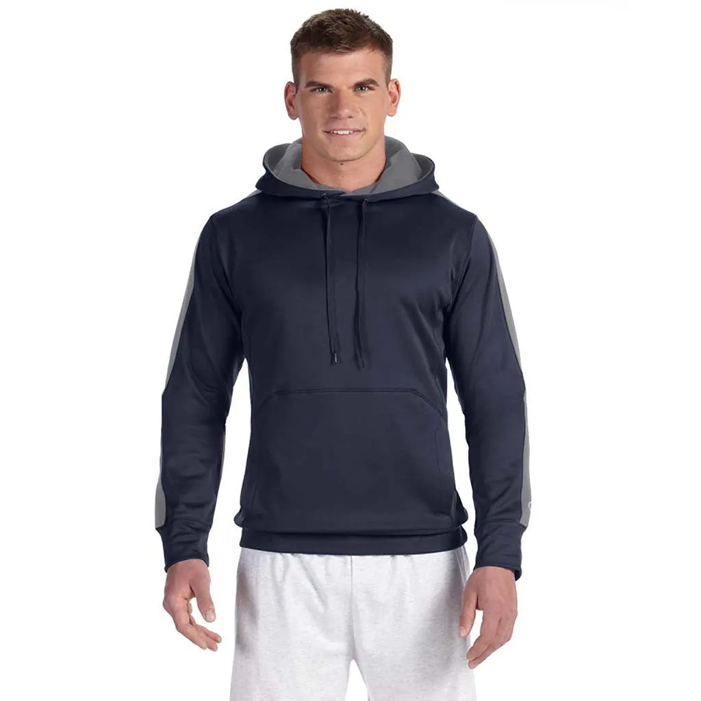 Champion Men's Navy/Stone Grey Performance 5.4-Ounce Colorblock Pullover Hood