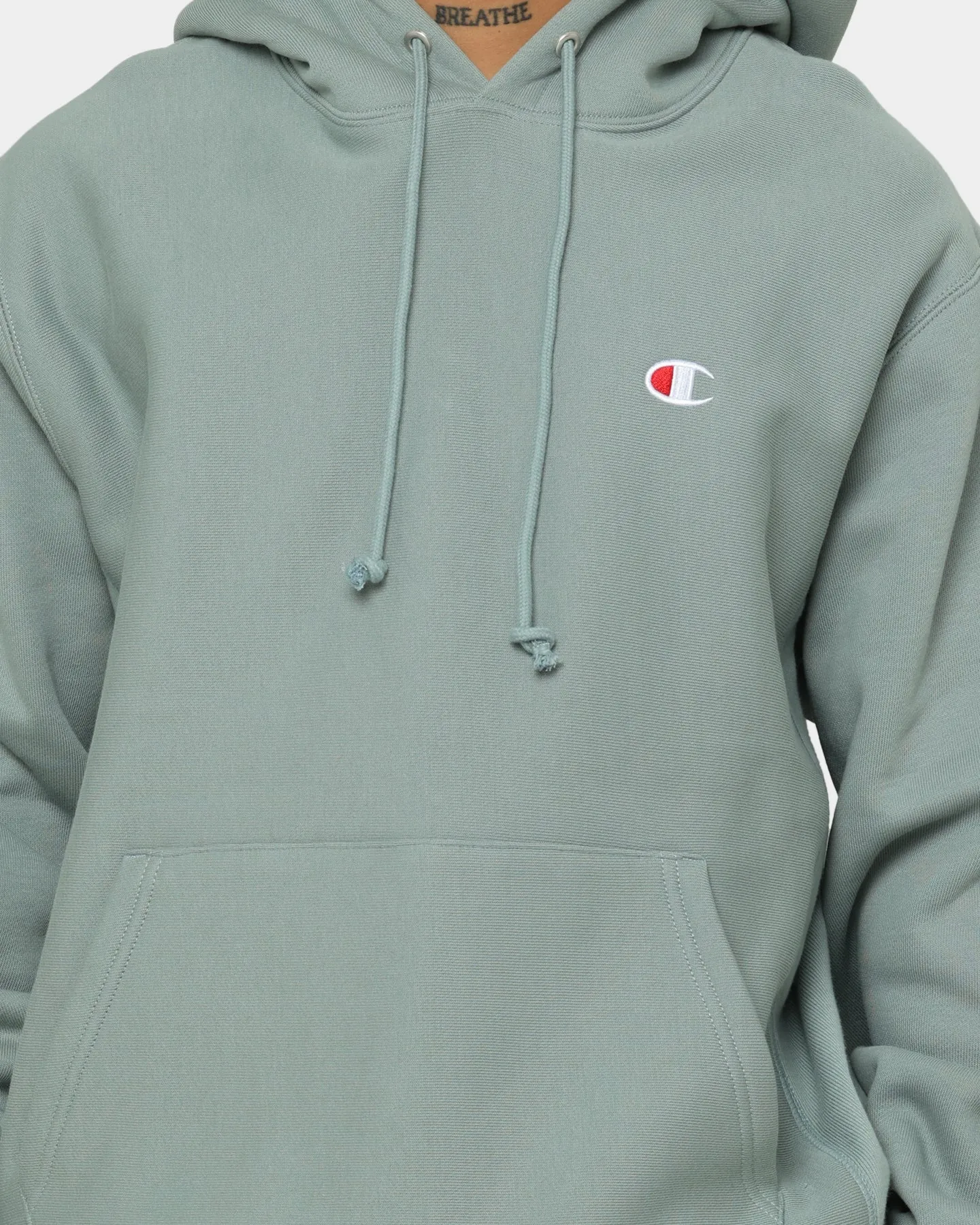 Champion Reverse Weave C Logo Hoodie Sage Shimmer Green