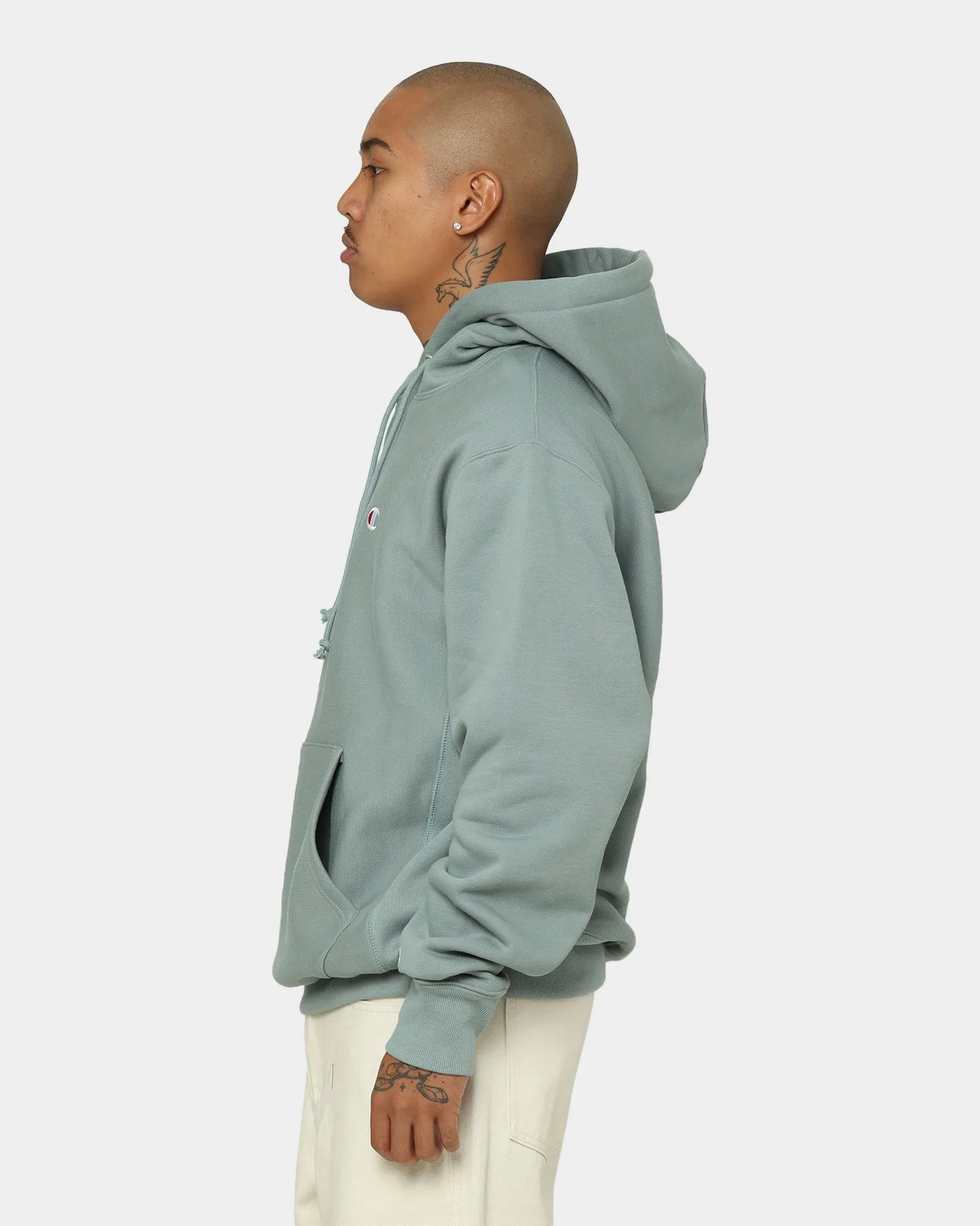 Champion Reverse Weave C Logo Hoodie Sage Shimmer Green