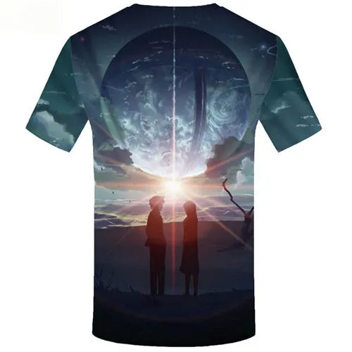 Character T shirts Men Moon Tshirts Casual Sky Shirt Print Love T-shirts Graphic Short Sleeve Fashion Men women Tee Top O-neck