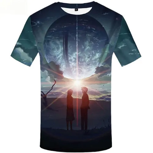 Character T shirts Men Moon Tshirts Casual Sky Shirt Print Love T-shirts Graphic Short Sleeve Fashion Men women Tee Top O-neck