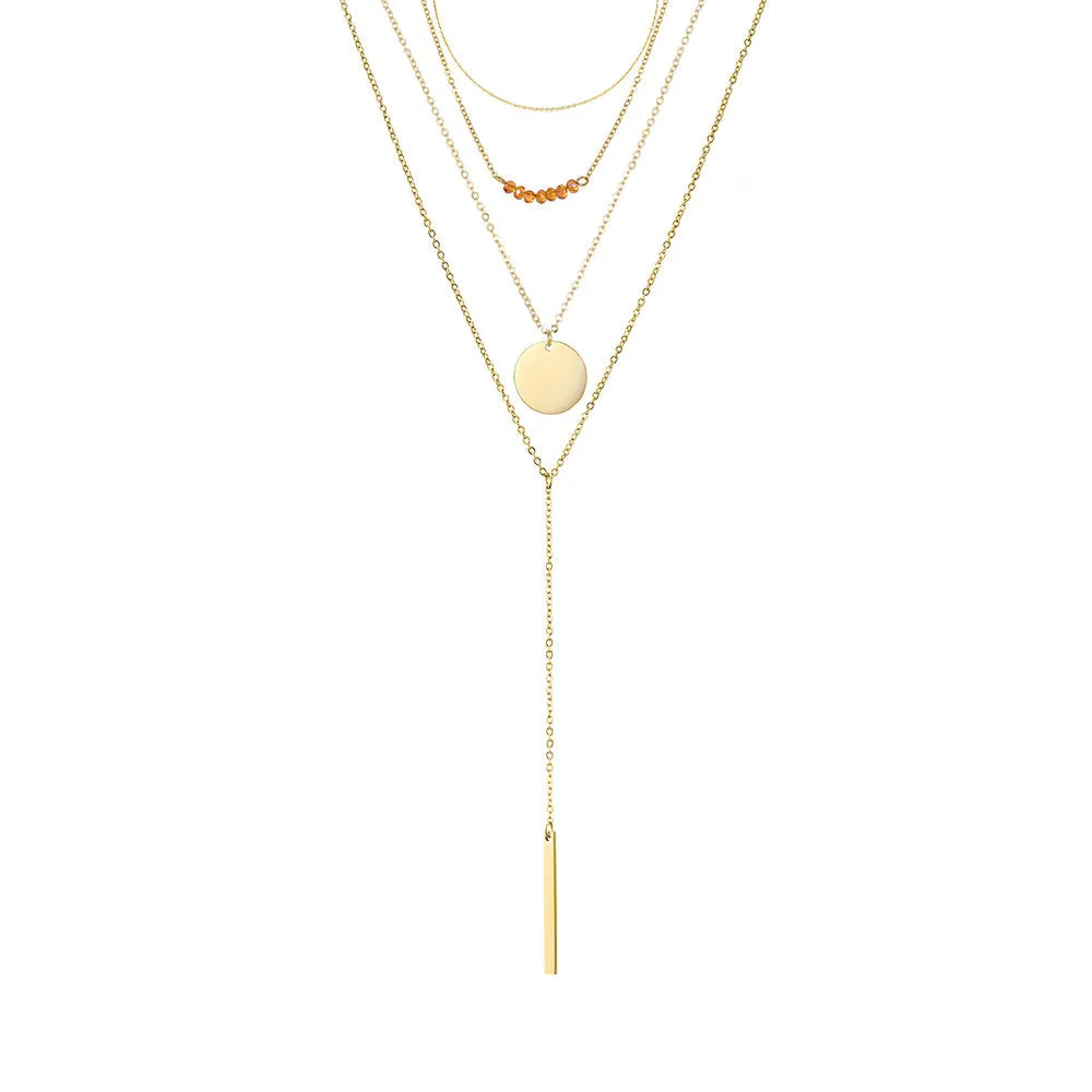 CHARMING MULTI LAYERED GOLD NECKLACE SET