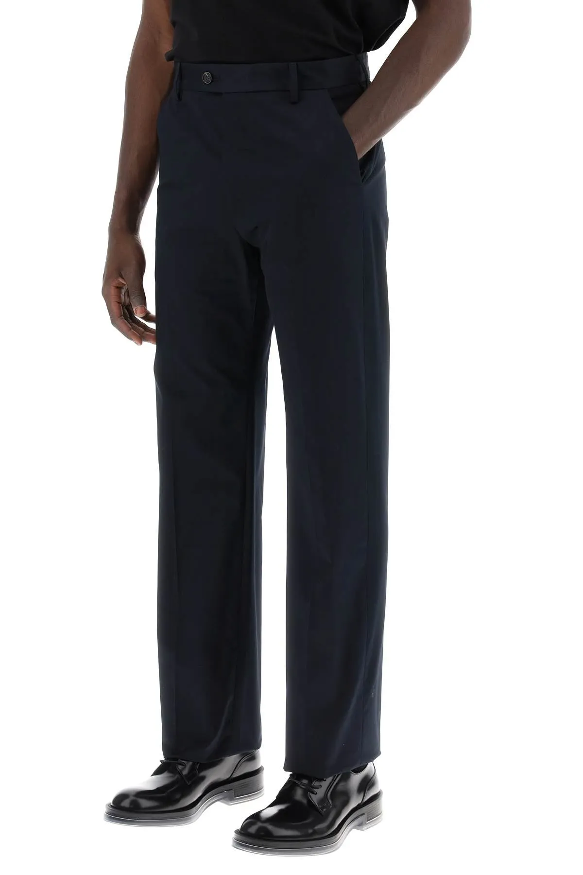 chino pants with logo lettering on the