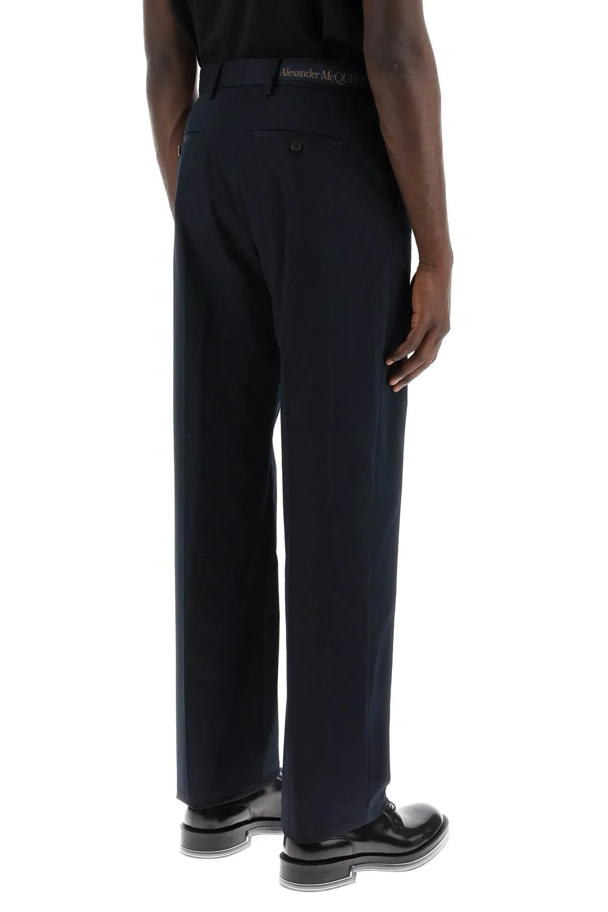 chino pants with logo lettering on the