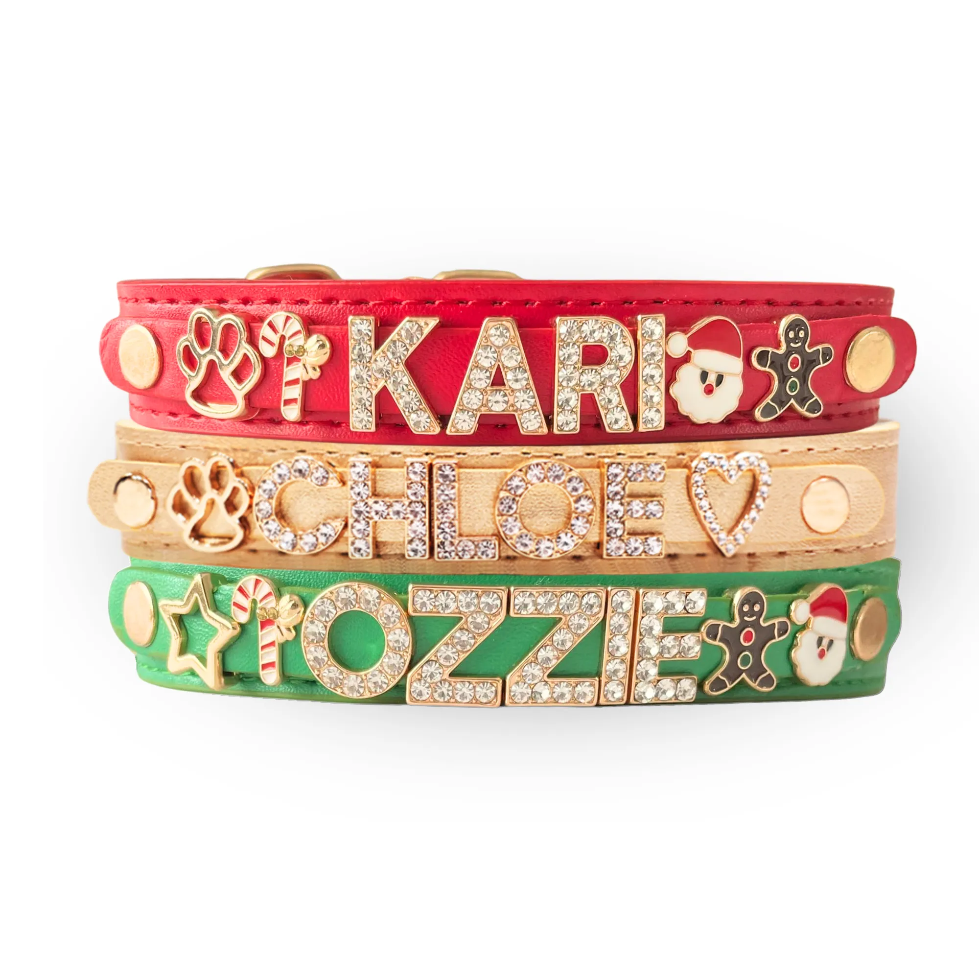 CHRISTMAS DOG COLLARS WITH STUDDED JEWELRY