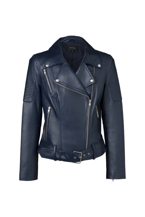 Classic Biker Jacket- Navy