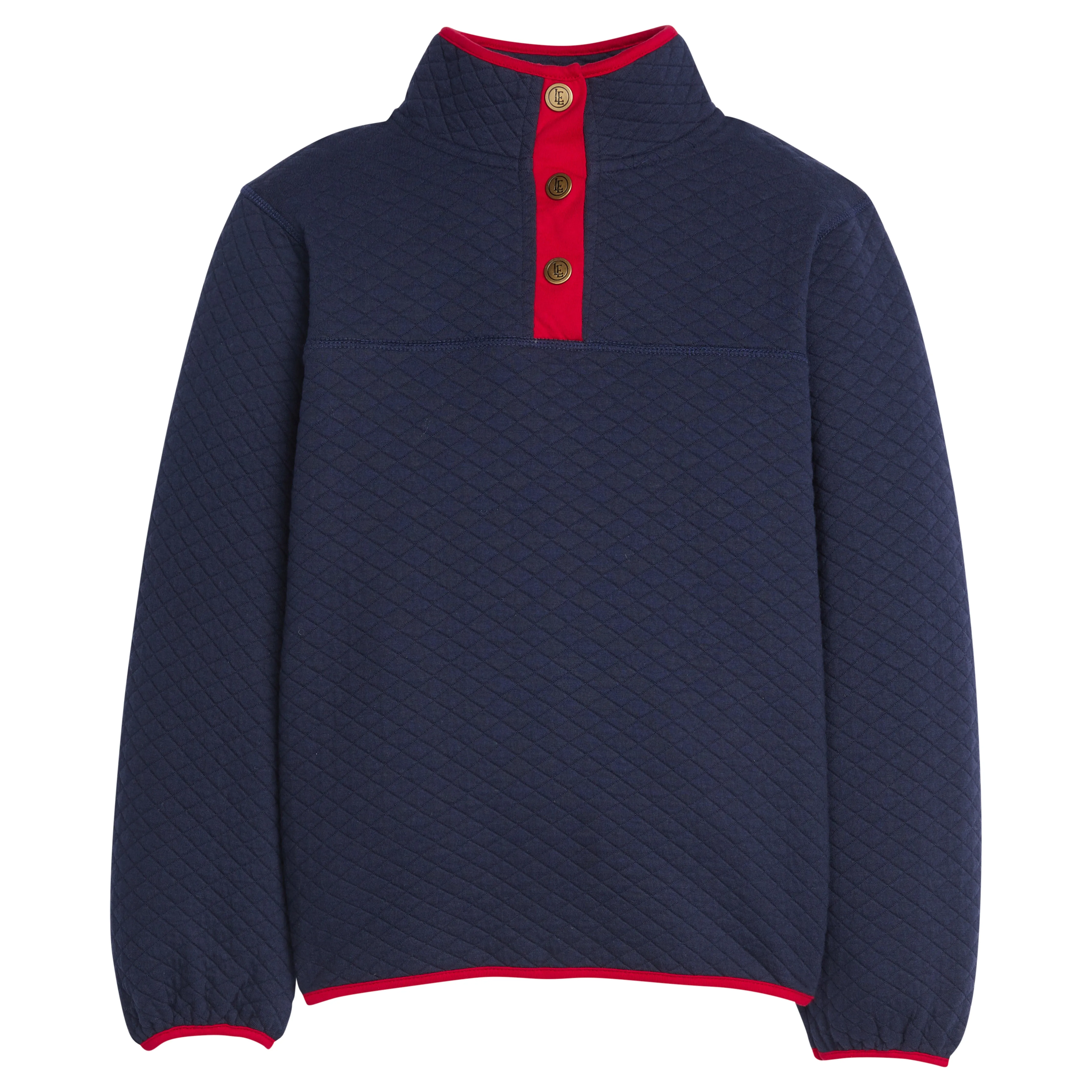 Classic Quilted Pullover - Navy / Red