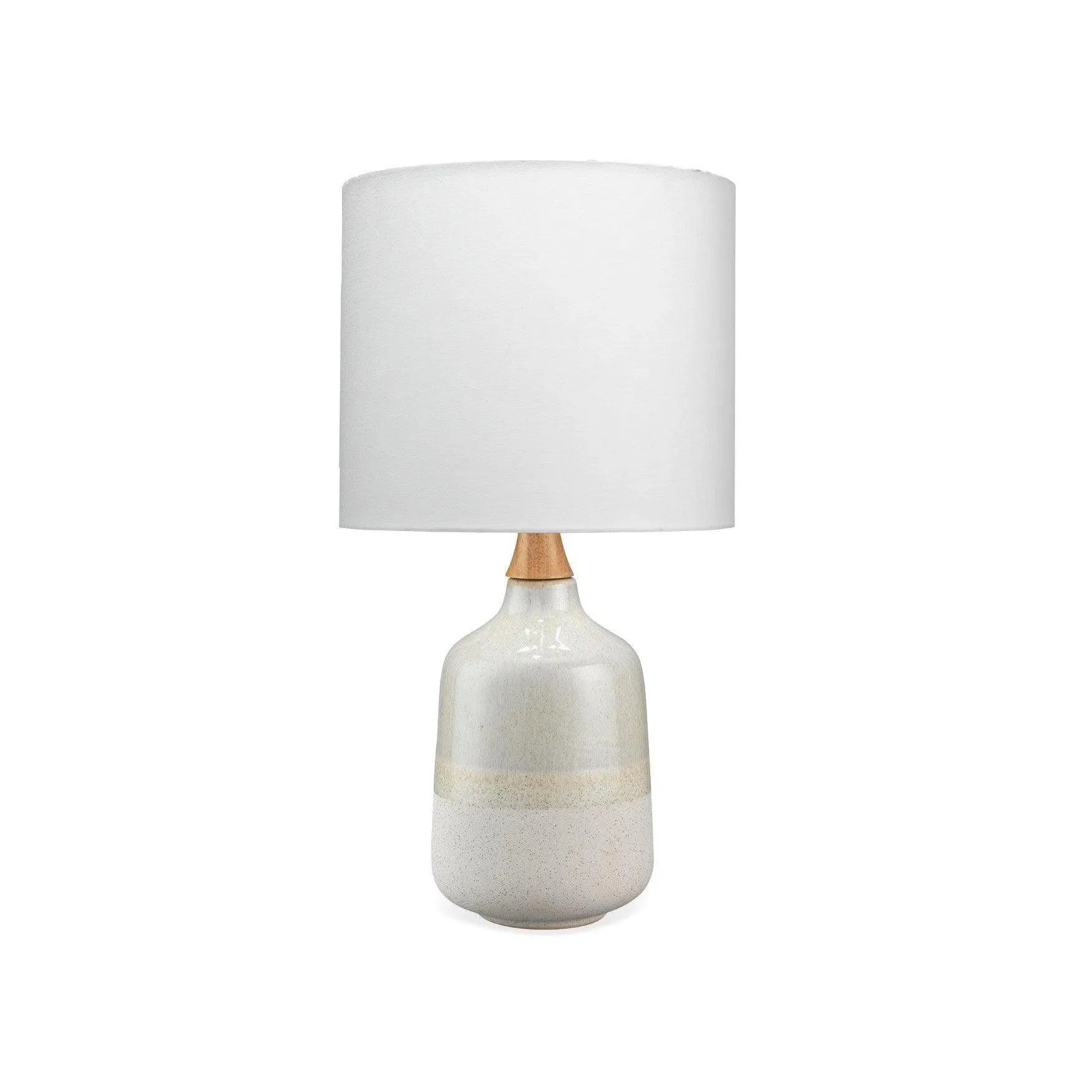 Coastal Style Cream Ceramic Rubber Wood Alice Table Lamp