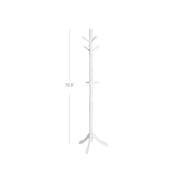 Coat Rack, Solid Wood Coat Stand, Free Standing Hall Coat Tree with 10 Hooks