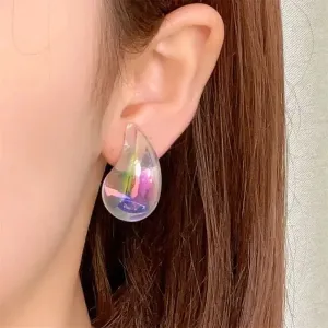 Color Transparent Teardrop Chunky Trendy Acrylic Stud Dupes Girls Cute Sweet Accessorie Magic Earring