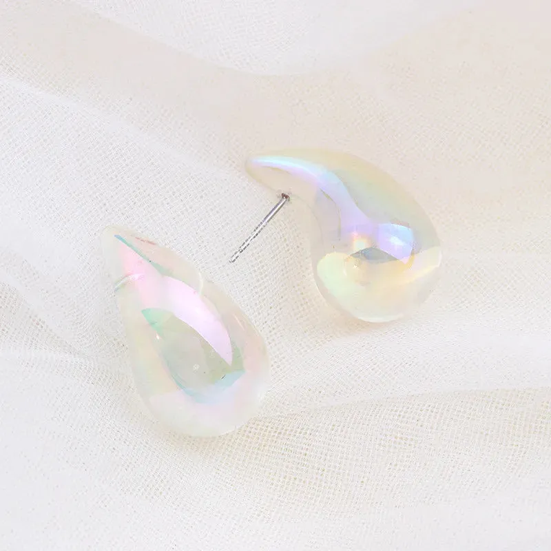 Color Transparent Teardrop Chunky Trendy Acrylic Stud Dupes Girls Cute Sweet Accessorie Magic Earring