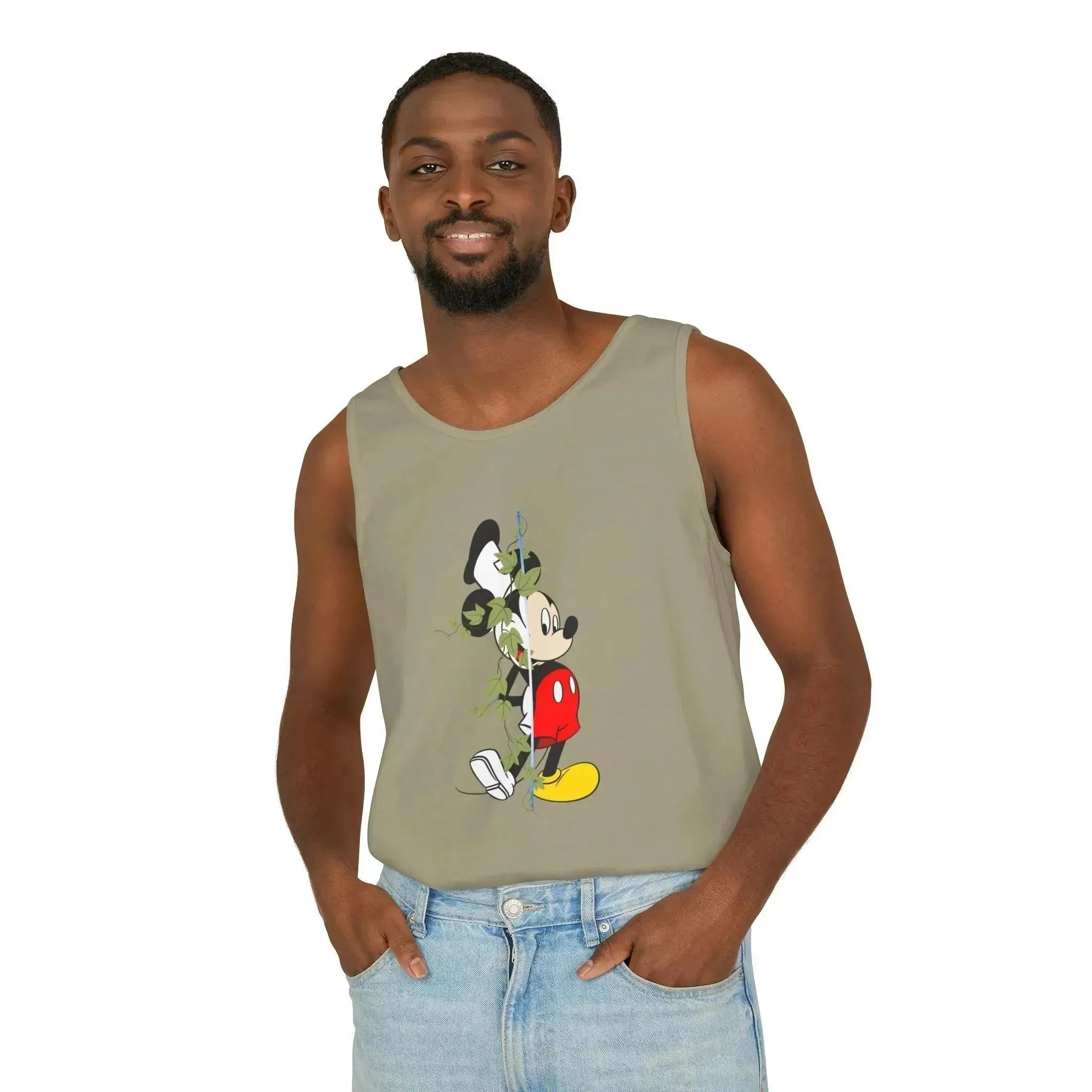 Cool Half Face Mickey Mouse Unisex Garment-Dyed Tank Top