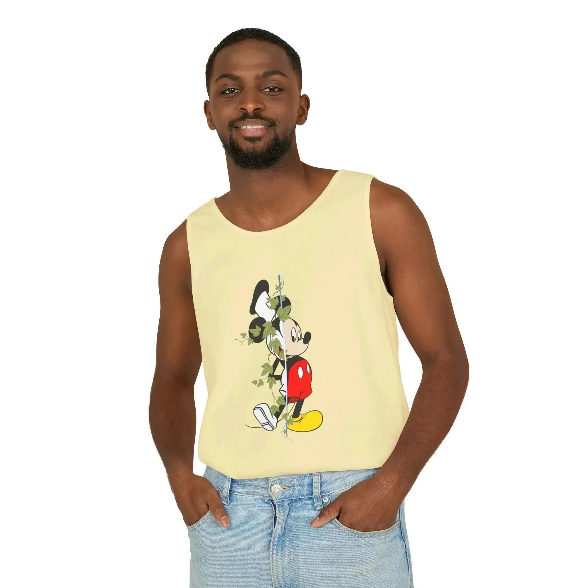 Cool Half Face Mickey Mouse Unisex Garment-Dyed Tank Top