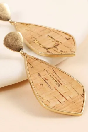 Cork Metal Stud Dangling Earrings