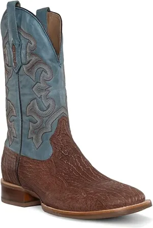 CORRAL MEN'S HONEY/BLUE SHARK EMBROIDERY WIDE SQ. TOE A4421